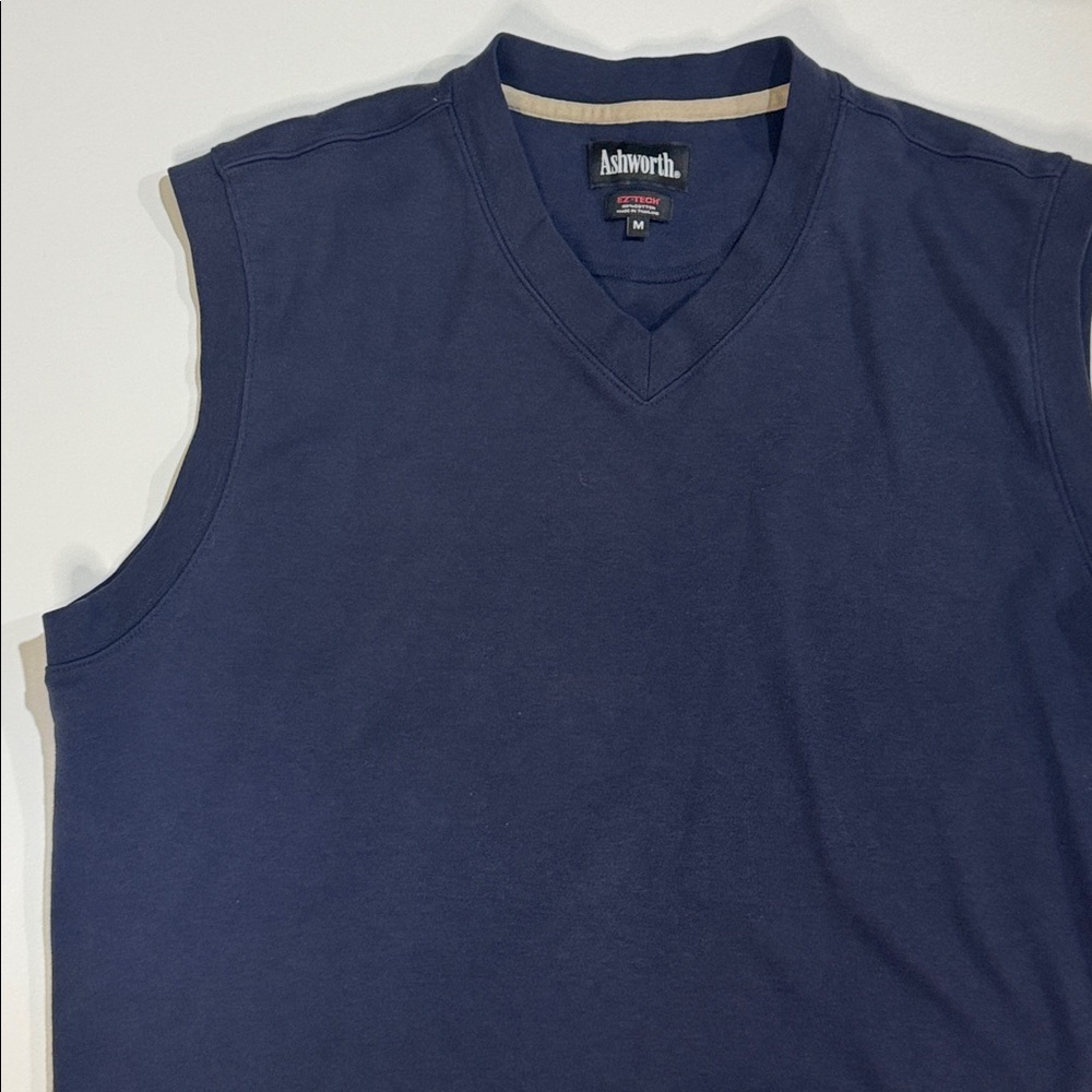 Ashworth Sleeveless V-neck Navy Blue Sweater Men’s Sz M